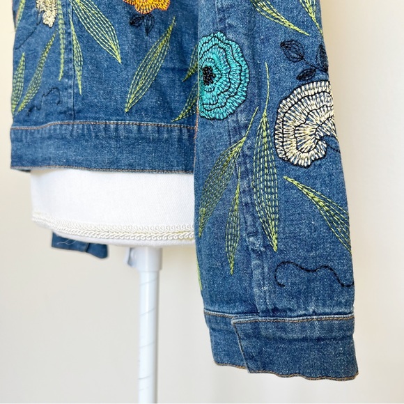 Ann Trinity | Vintage 90s Y2K Linen Blend Floral Embroidered Jacket/Shacket | M - Picture 5 of 15